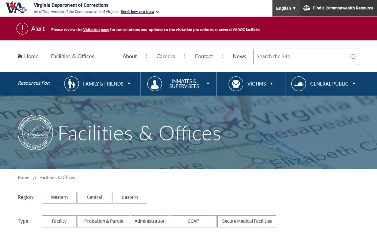 VADOC directory used for Lawrenceville Correctional Center release contacts
