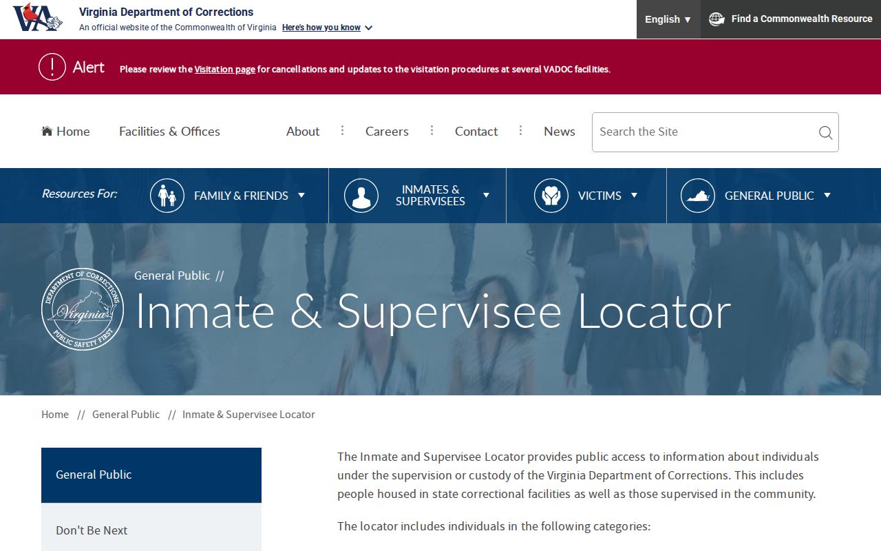 VADOC Brunswick County released inmate and supervisee locator